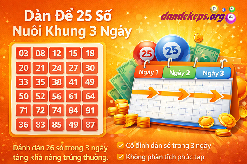 Cách chơi dàn đề 25 số nuôi khung 3 ngày